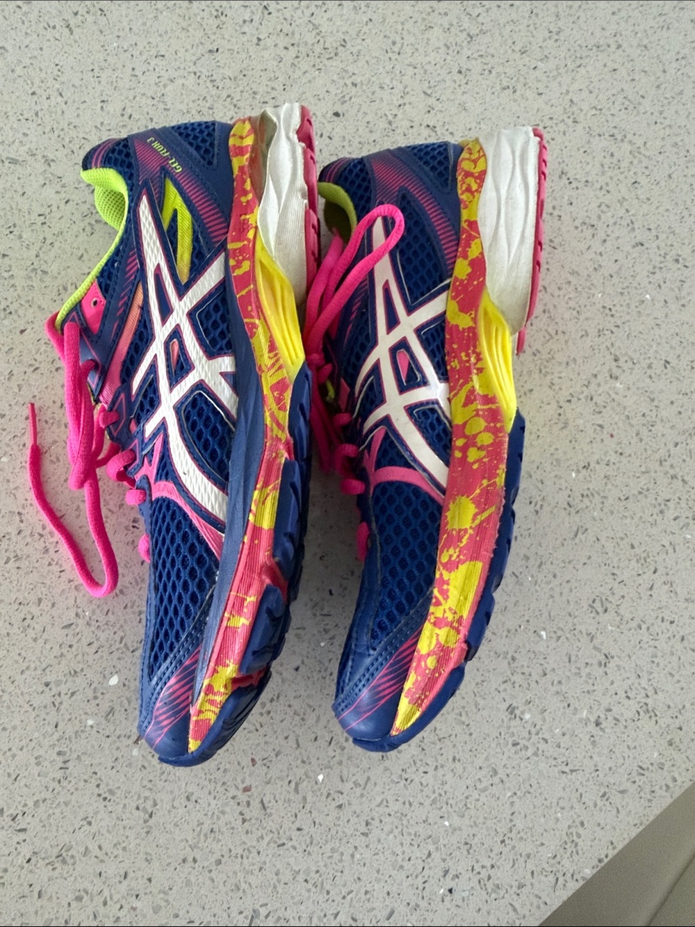 ASICS Navy Running Shoes with Pink & Neon Yellow Accents - Picture 10 of 12